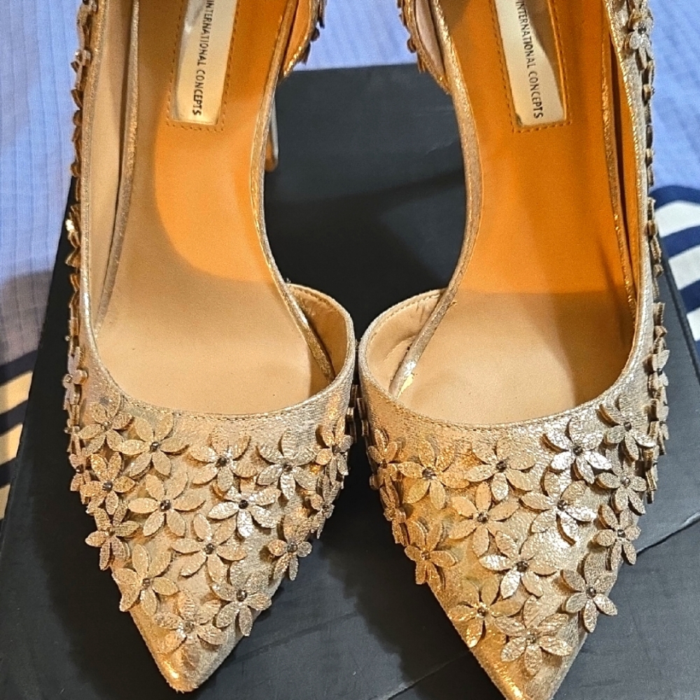 INC International Concepts Gold Studded Heels